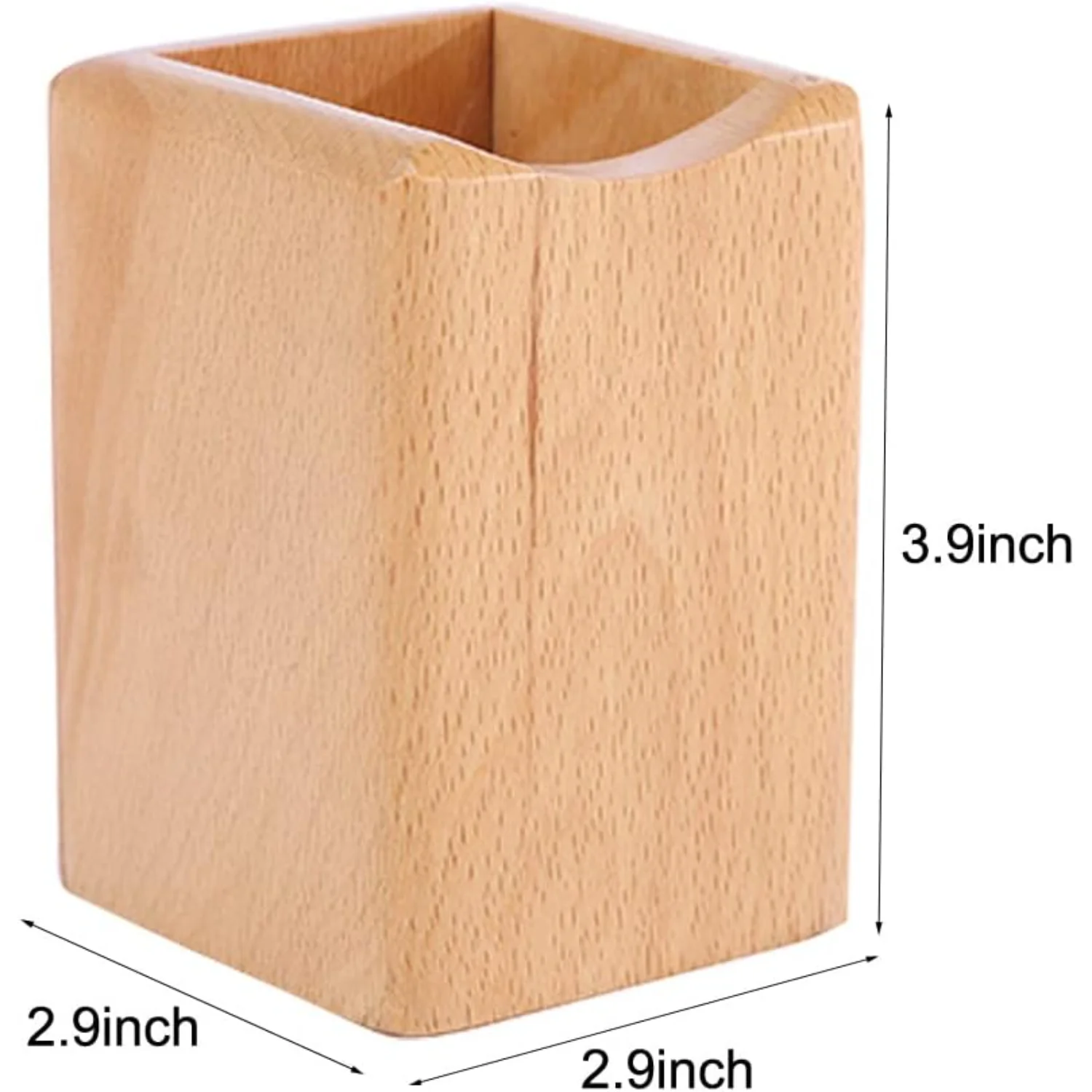 Wood Pen Holder for Desk,Natural Wooden Pencil Holder Desk Accessories & Workspace Organizers (Beech)