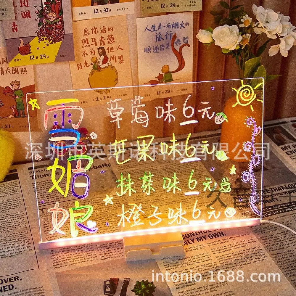 Светящаяся в темноте светодиодная доска DIY акриловая флуоресцентная стираемая доска