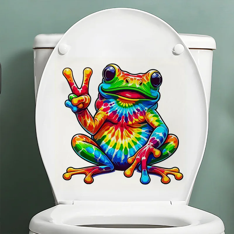 

Bright And Fun Rainbow Frog Decal Bedroom Entryway Living Room Home Decoration Wall Stickers, Waterproof Vinyl Toilet Car Decal