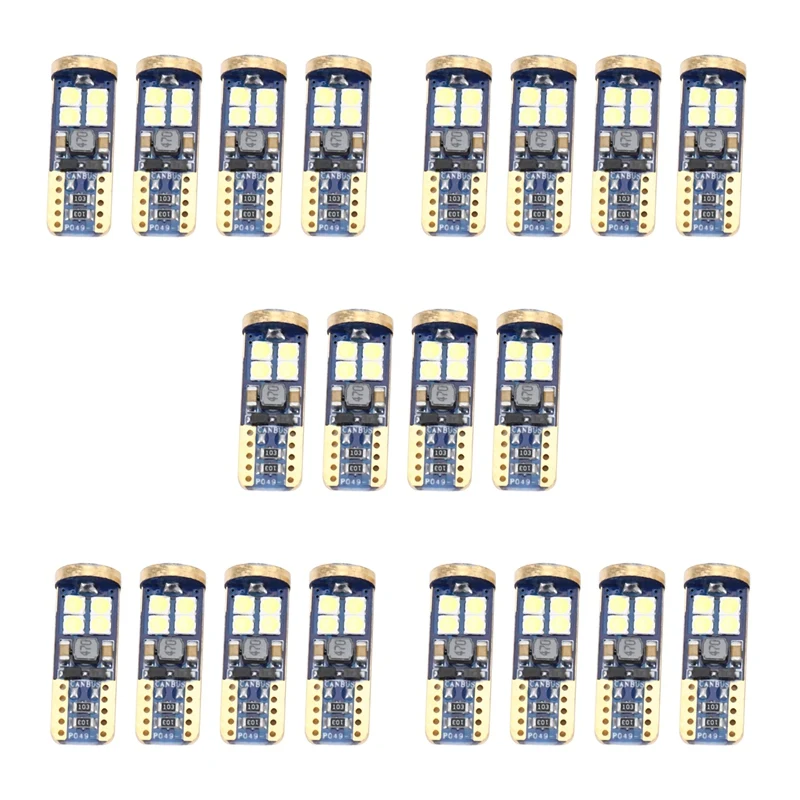 T10หลอดไฟ LED รถ194 20ชิ้นชิปเซ็ต12-Smd 3030 W5W หลอดไฟ LED CANbus