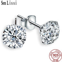 Senlissi X anting Stud untuk wanita Sterling S925 berkilau Met Siersteen Voo