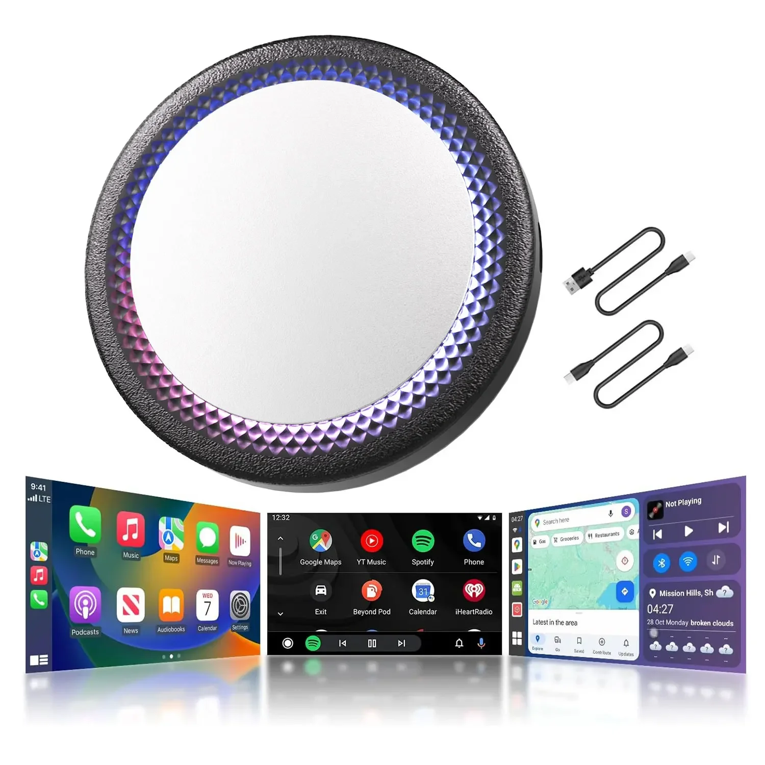 متوفر في المخزون 8 128 جيجا بايت Carplay Ai Box 3in1 محول تلقائي Netflix Youtube شاشة مرآة تعمل باللمس مع Sim وTfcard لهاتف iphone A #1