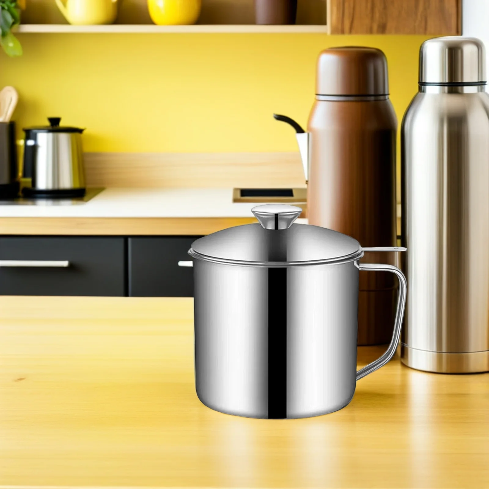 

Stainless Steel Oil Holder Grease Strainer Container Kitchen Tool for Soup Oil Separation Home Restaurant Use Filtering Pot