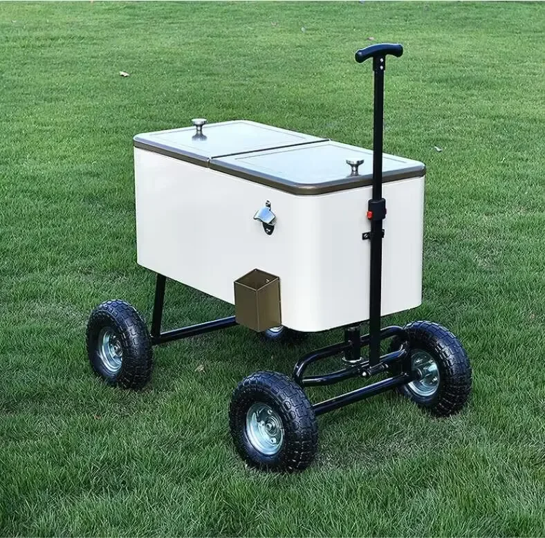 Large Capacity Red Outdoor Cooler Wheel Metal Ice Bucket Football Table for Sporting Events