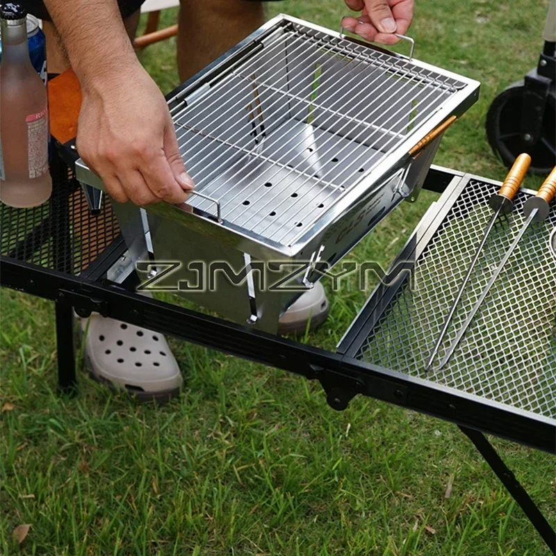 Outdoor Foldable IGT Table Barbecue Mesh Table Camping Foldable Portable Barbecue Table