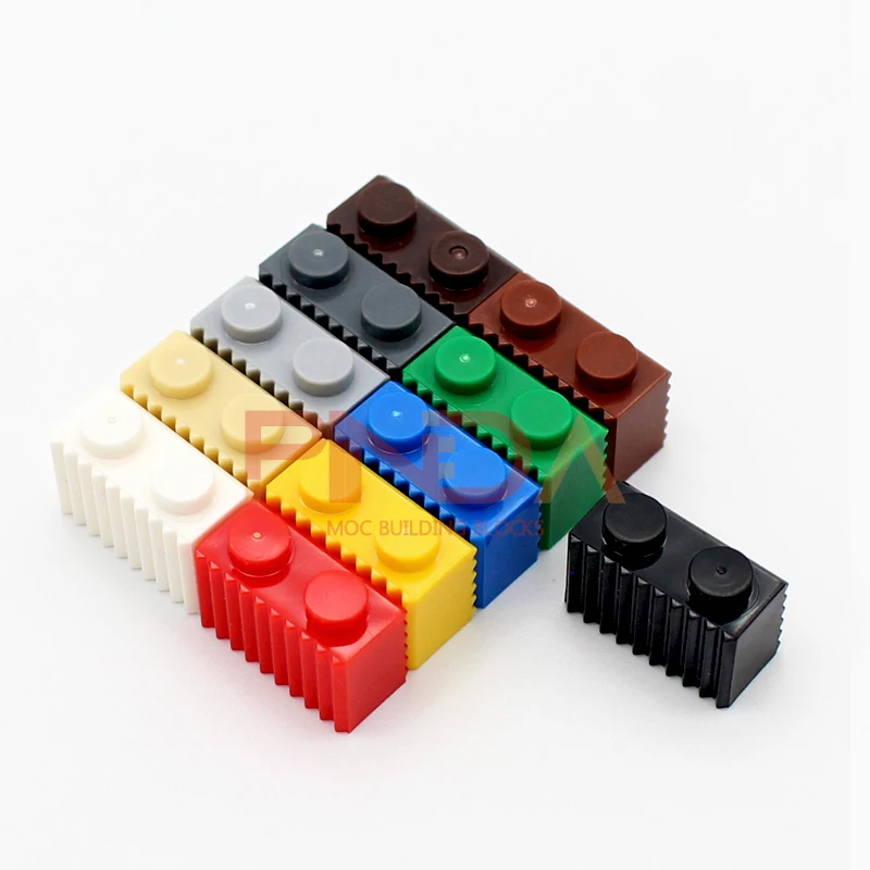 50pcs Moc 2877 Brick Modified 1x2 with Grille Fluted Profile DIY Enlighten Building Blocks Compatible with Assembles Particles