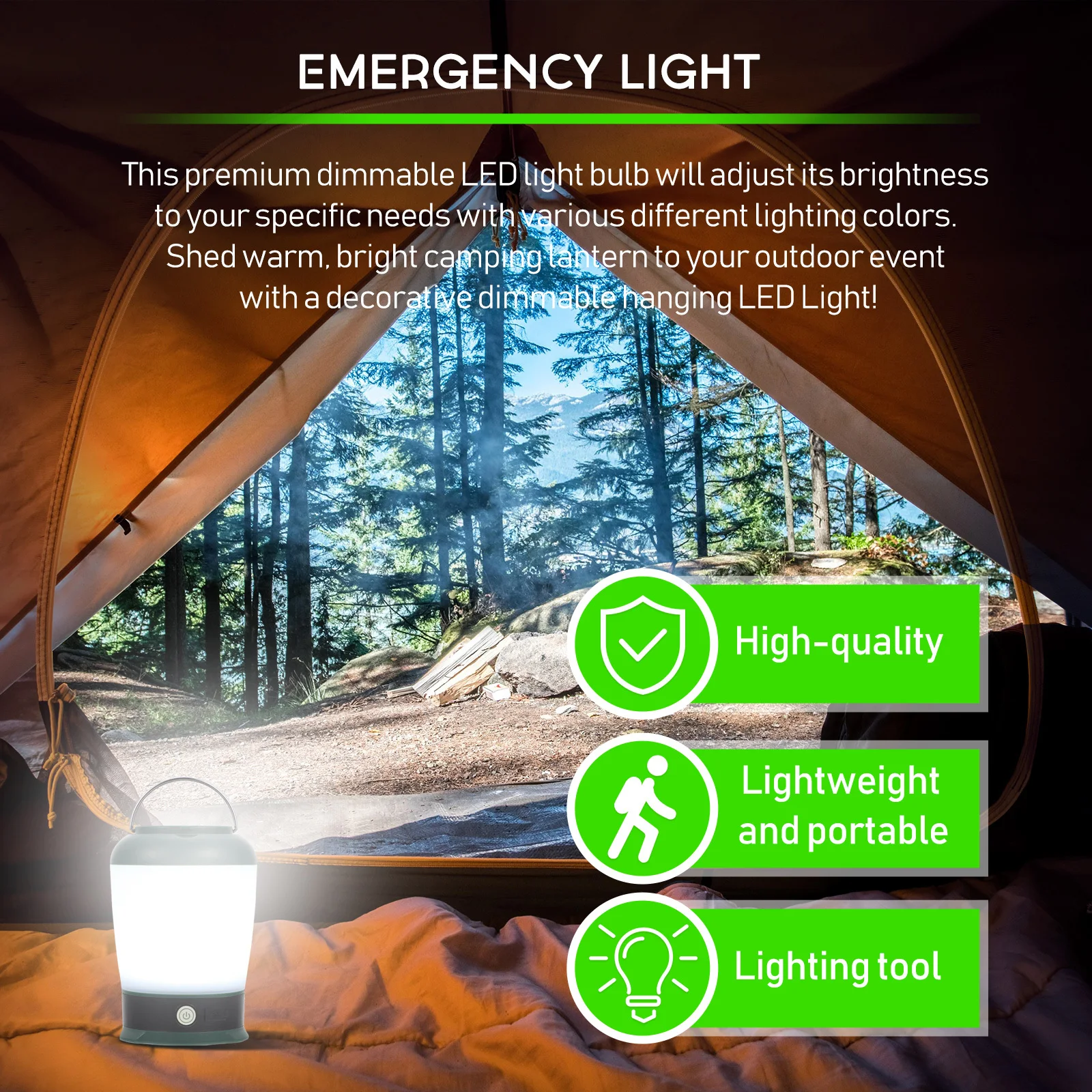 

1Set Rechargeable Dimmable Emergency Camping Light LED Bulb Adjustable Brightness USB Outdoor Tent Lamp Yard Light