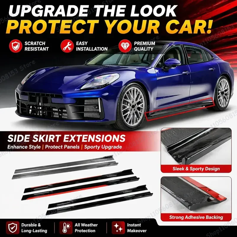 For Porsche Panamera 970.1 971.1 972.1 976 2M Side Skirt Extension Lip Kit Bumper Add On Racing Spoiler Aerodynamic Body Trim