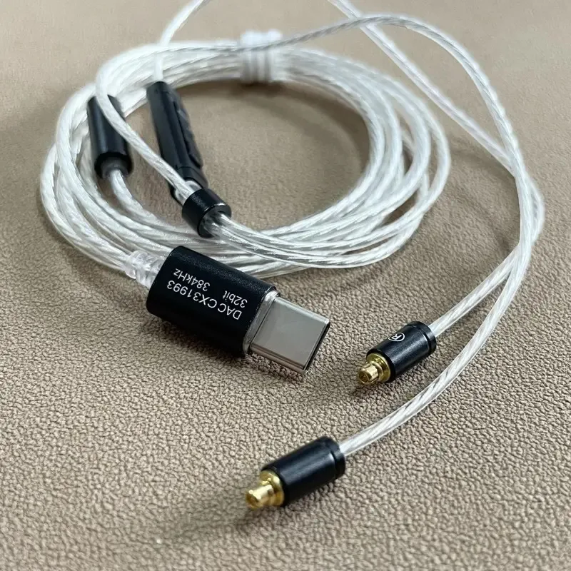 cx31993-デコード対応-usbc-ヘッドホンアップグレードケーブル-銀メッキ-type-c-to-mmcx-ピン-3キー-ワイヤコントロール-ソリューションケーブル