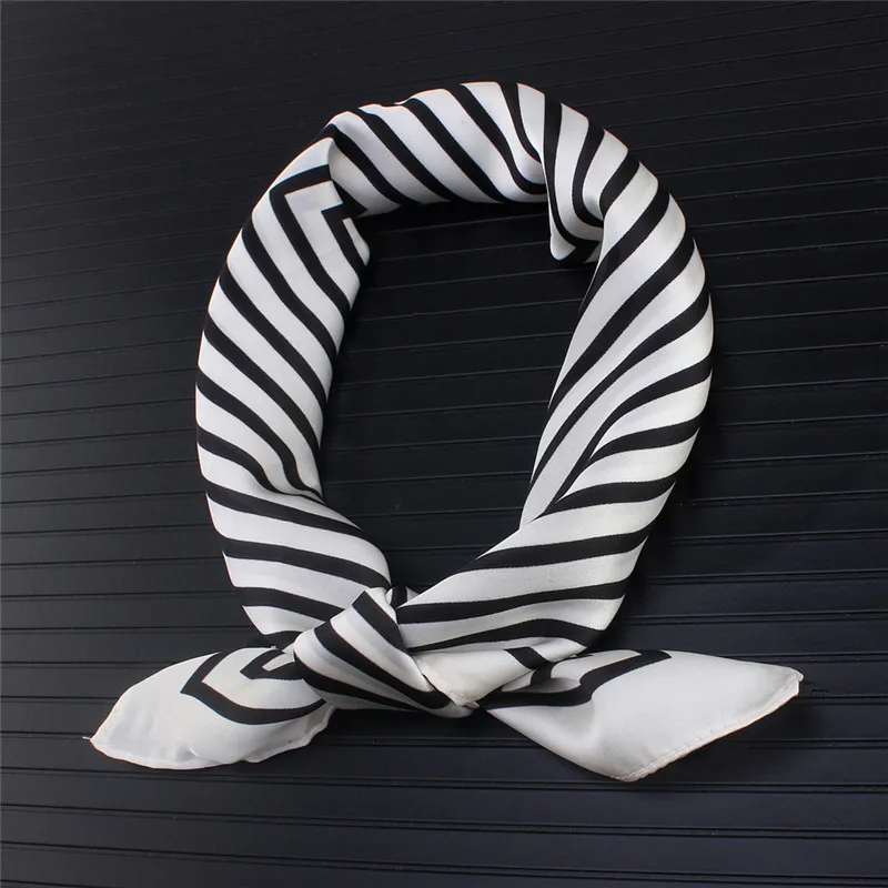 Striped Scarf Women Scarf Fashion Brand Silk Scarf Square Scarves Head Band Neck Tie Band Professional Neckerchief