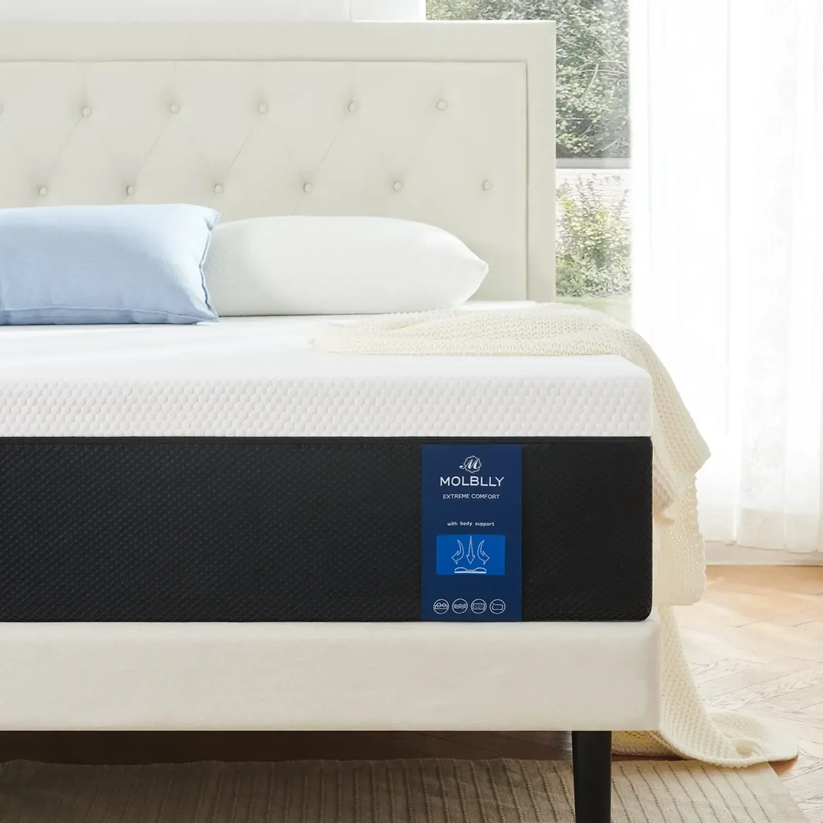 

Матрас Molblly-King Size, гель премиум-класса Coolg, пена с эффектом памяти, коробка для кровати, поддерживающий Cool Kg, 14