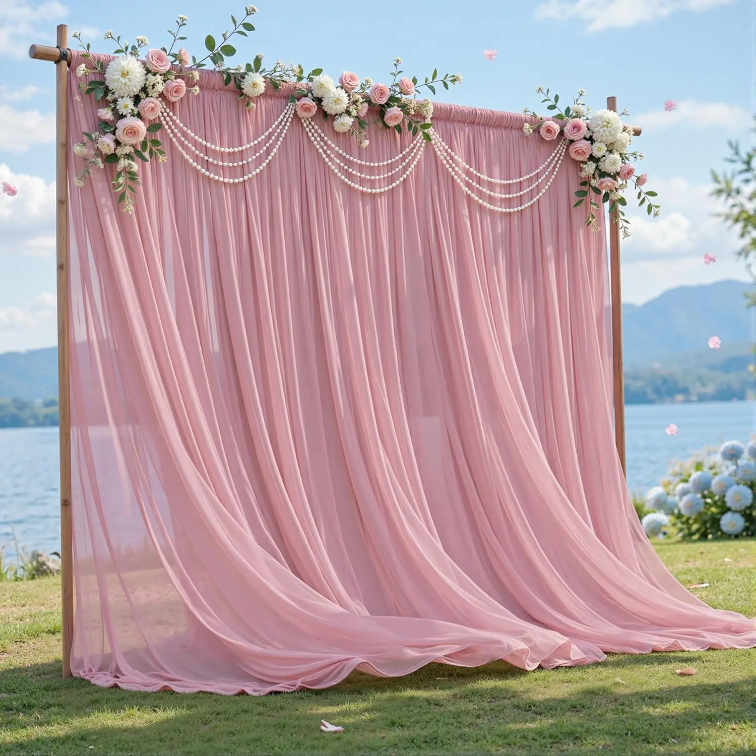 Chiffon-Hintergrundvorhang, knitterfreier transparenter Stoff als Fotohintergrund für Hochzeitsbogen, Party, Zeremonie, Bühne, Fotografie-Dekoration