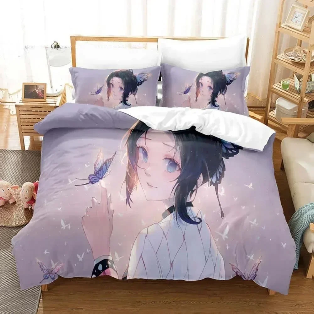 

3D Printed Anime Bed Sheet Demon Slayer Bedding Set Single Twin Full Queen King Size Bed Set Adult Kid Bedroom Duvet cover Sets