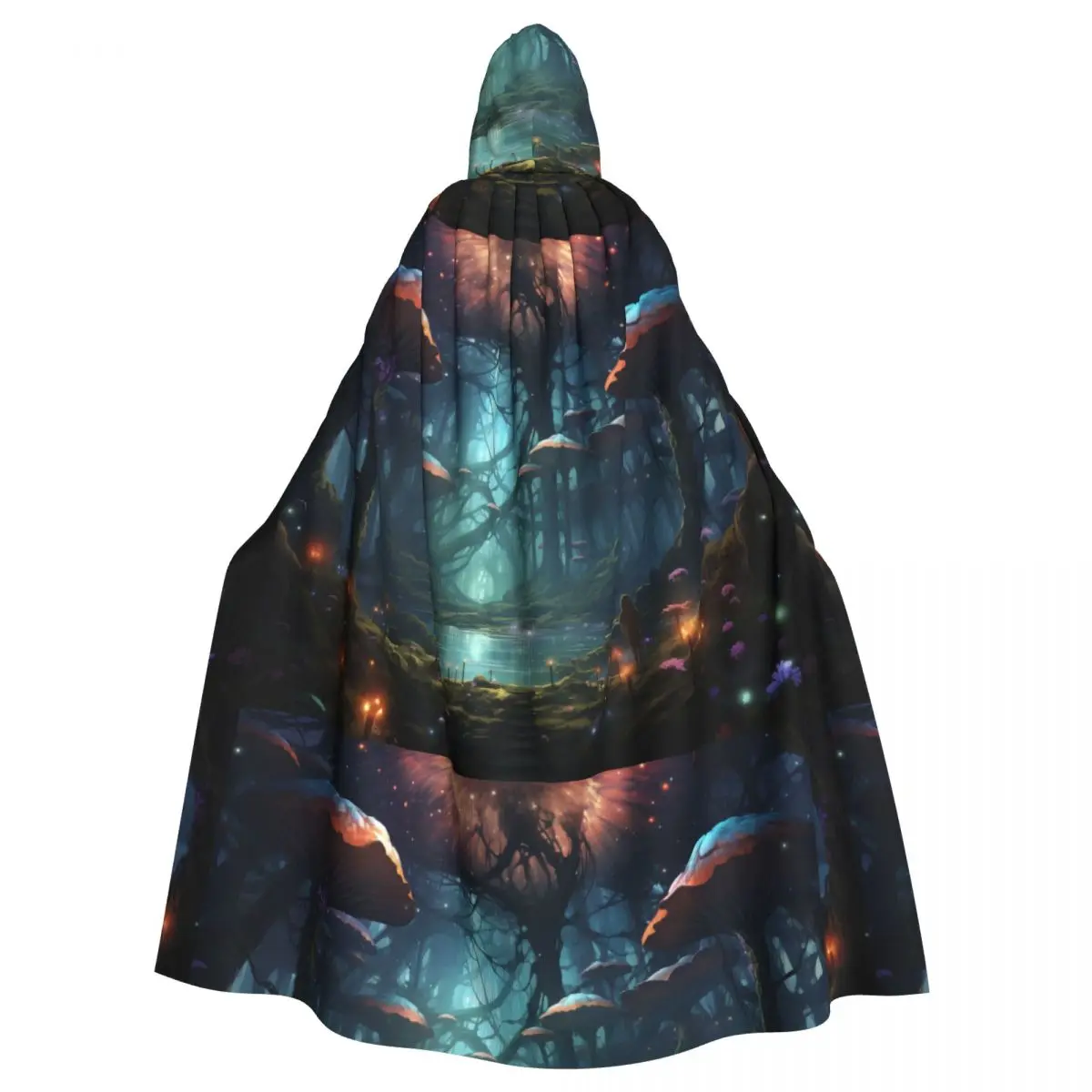 Fantasy-anime-style-scene Adult Cloak Cape Hooded Medieval Costume Witch Wicca Elf Purim Carnival Party