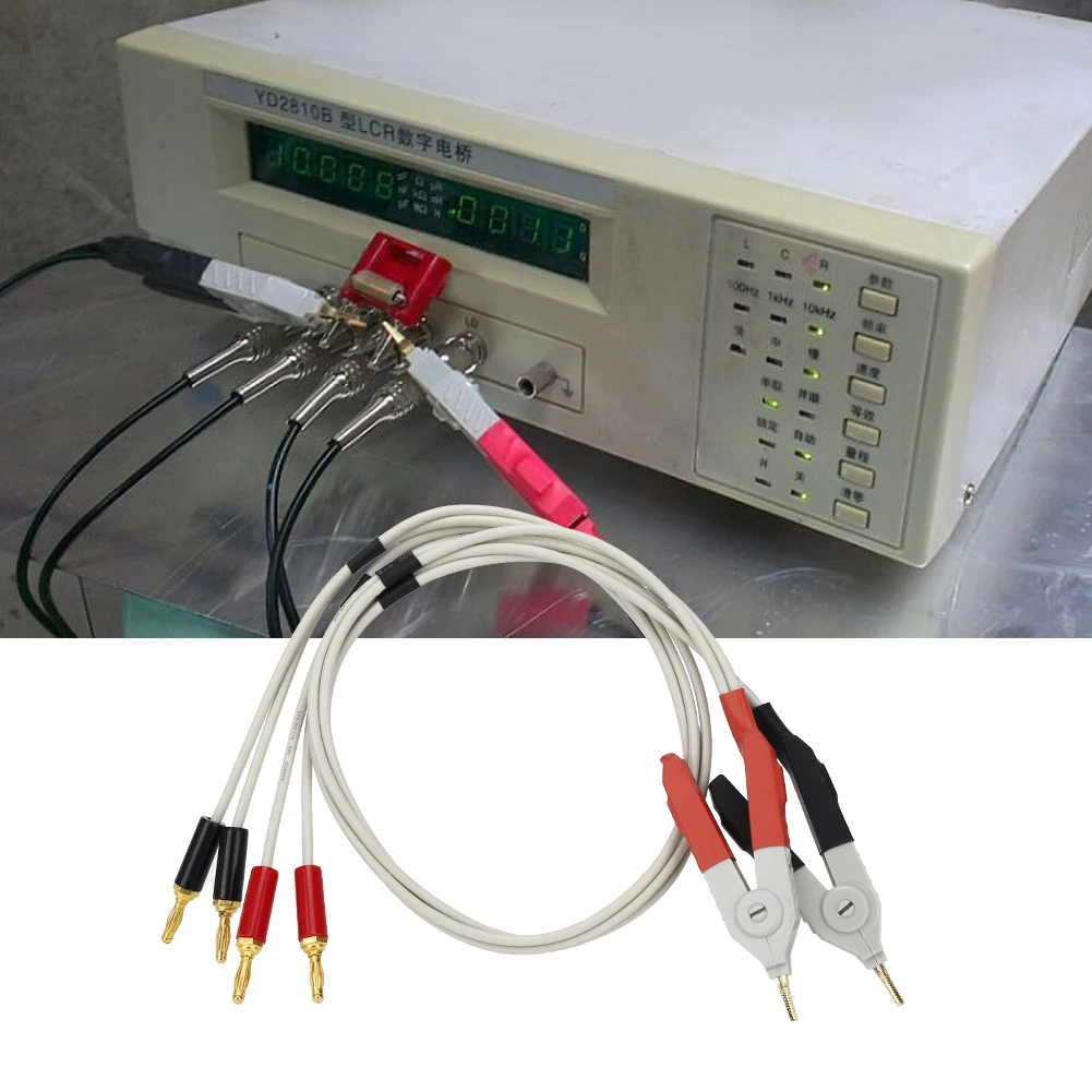 4-Terminal Electronics Test Lead Low Resistance Test Clip Wire Digital Bridge Test Clip Measuring Instrument Accessories