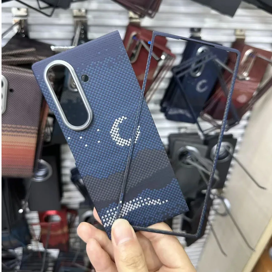 

Real Fiber Magnetic Case For Samsung Galaxy Z Fold 7 W26 Aramid Carbon Fiber Magsafe Cover for Galaxy Z Fold 7 1500D FiberCase