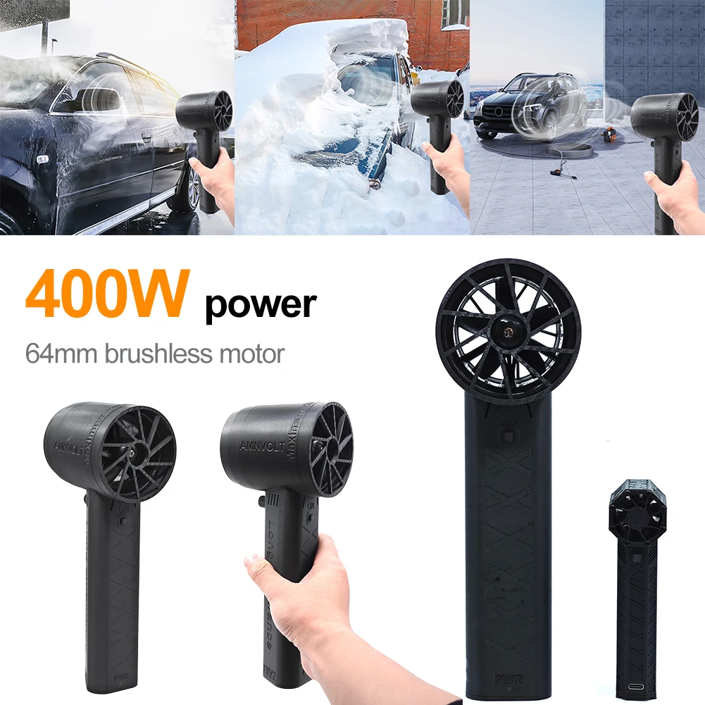 

XL Turbo Jet Fan 1100g Thrust Portable Super Jet Fan 64mm Brushless Motor Jet Blower Type-C Rechargeable 400W for Car/Cleaning