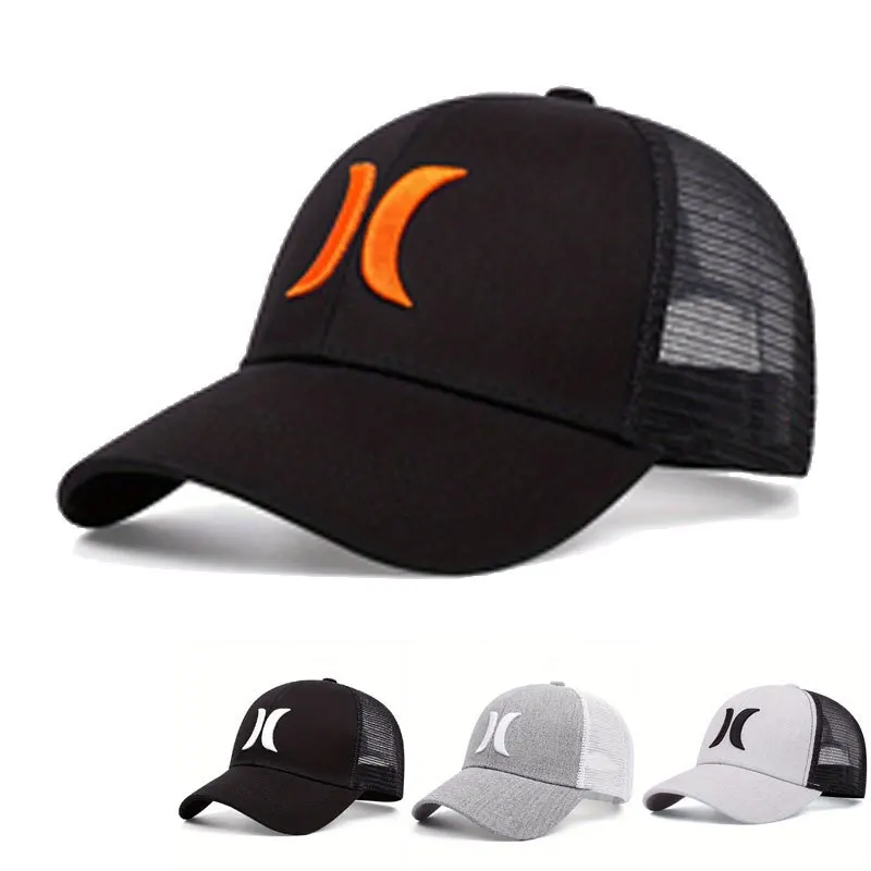 

Mesh Trucker Baseball Cap Spring Summer Embroidered Flat Brim Korean Style Hip-Hop Hat Snapback Hat Structured Front Panel