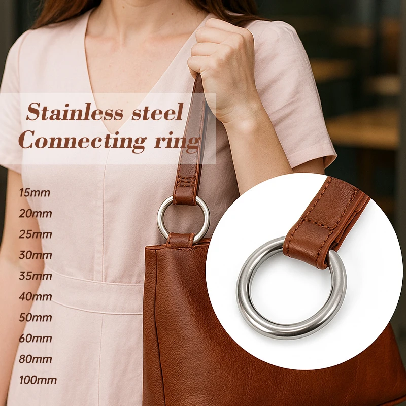 

2-10Pcs 15-100mm O Ring Stainless Steel Buckles Bag Strap Keychain Connect Loop Garment Shoes Decor Rings Hardware Accessories