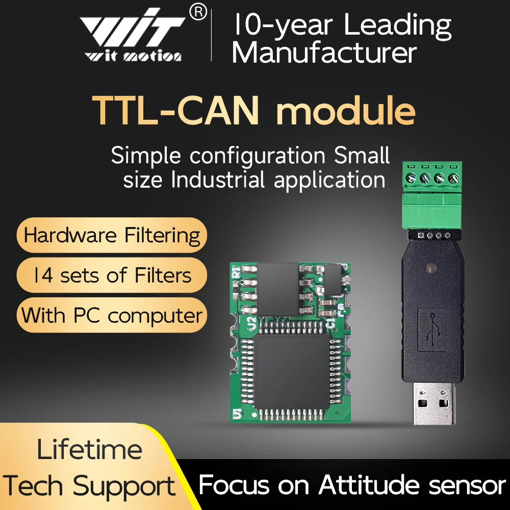 WitMotion USB to CAN module, TTL to CAN bus communication, Serial to CAN Converter, Two-way Transmission Analyzer Transceiver