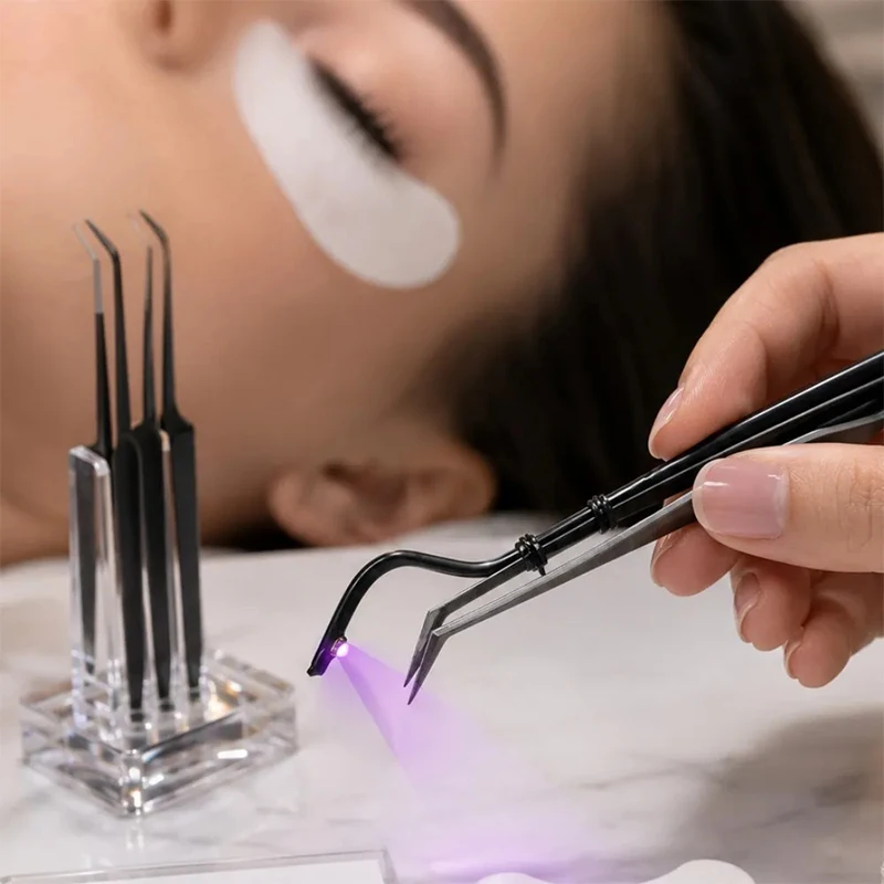 Mini UV Lash Lamp Tweezers 2‑Second Fast Curing Light Eyelash Extension Tweezer Portable LED Flashlight For Lash Glue Nail Art view 4