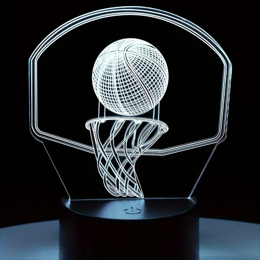 Acrylic 3D Basketball Night Light USB Cable Power 7 Color Touch Bedside Table Lamp, Gift Light, Special Gift For Boys Girls