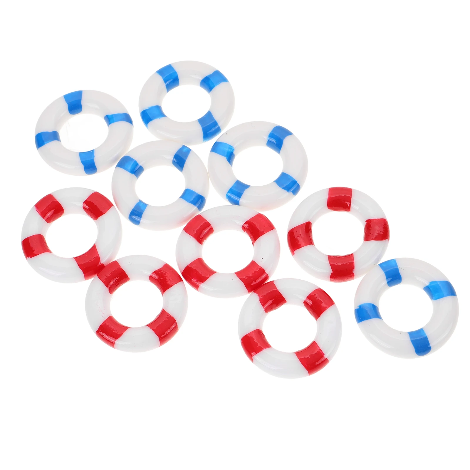 

10 Pcs Lifebuoy Decoration Marine Miniature Buoys Micro Nautical Ornament Ring Boys Beach