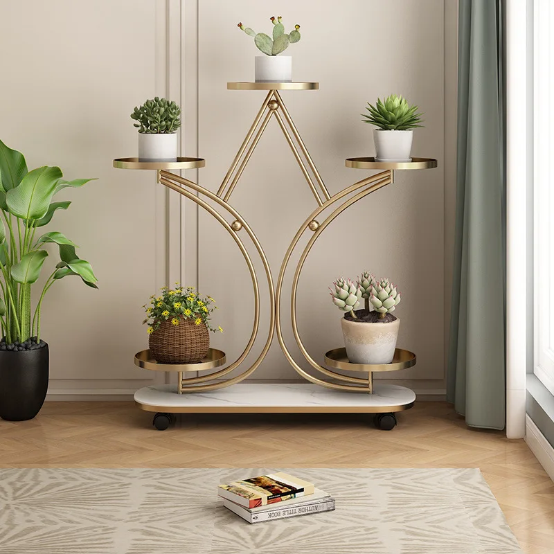 

Light luxury multi-layer wrought iron flower stand indoor living room green dill flower stand balcony succulent hanging orchid