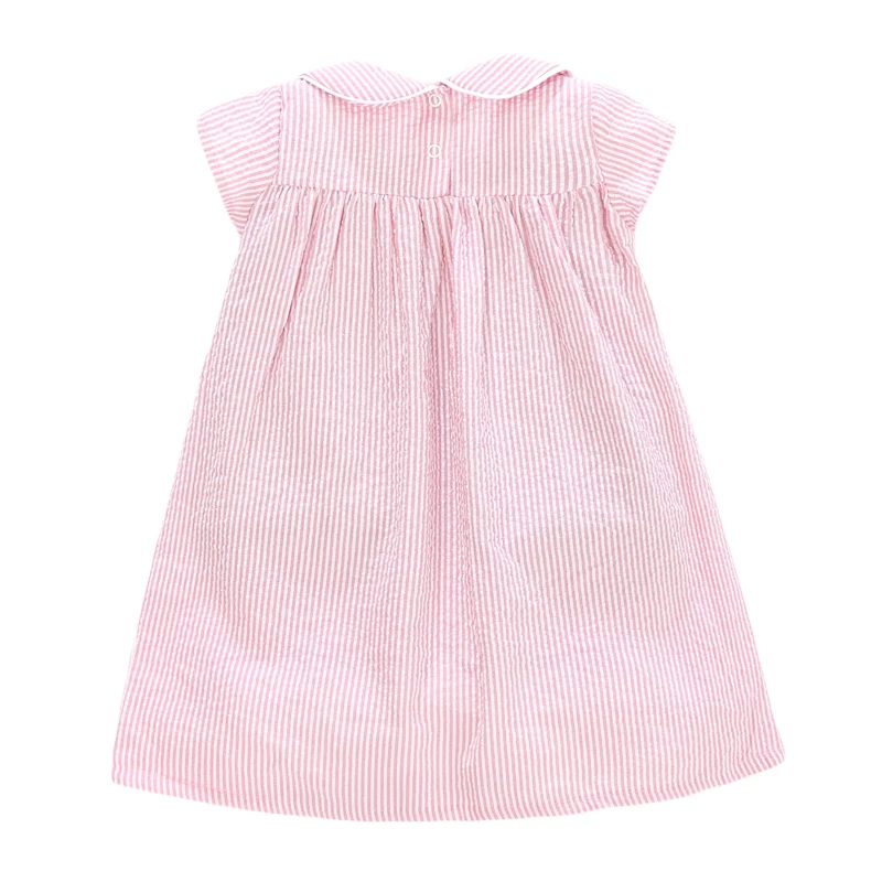 Little maven 2023 New Summer Girls Dress Pink Colors Lovely Peter Pan Collar Kids Party Dress Little Girls Fancy Dresses