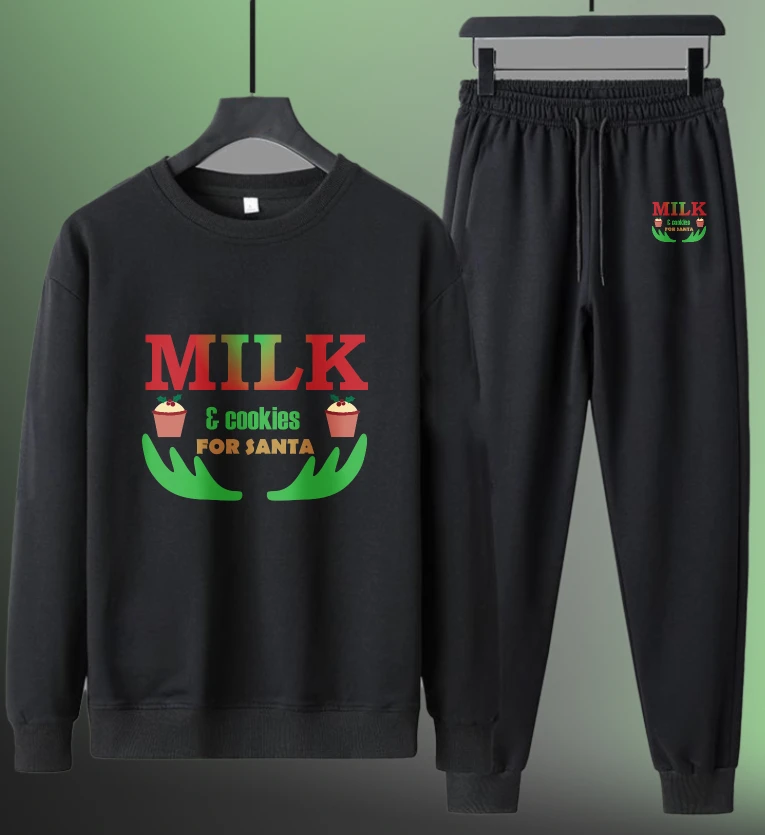 

Men's set winter clothes man Long sleeves sports sports suits Autumn printed Milk Cookies football kit sports suits