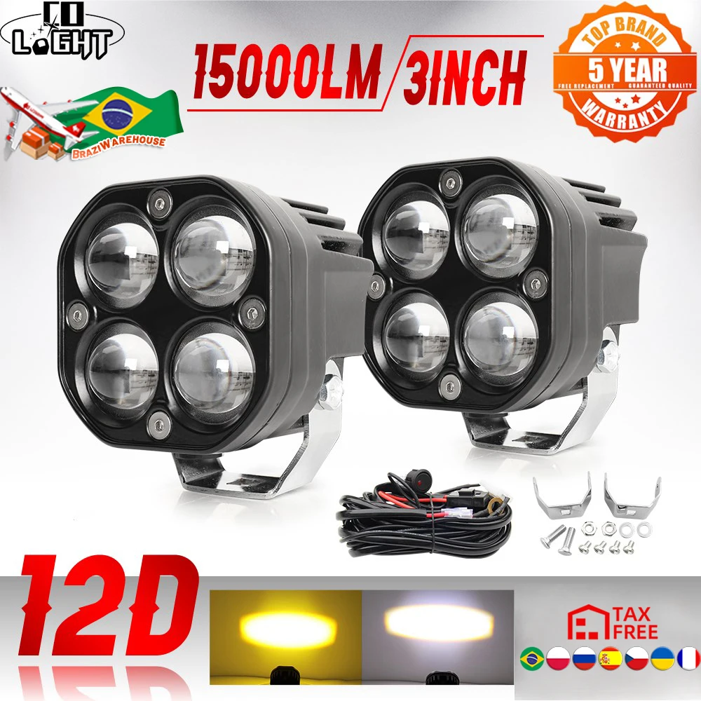 

CO LIGHT 3"120W Led Work Light 6500K White 3500K Yellow Driving Light Fog Lights Spotlight Car Truck Off Road Motorcycle 12V 24V