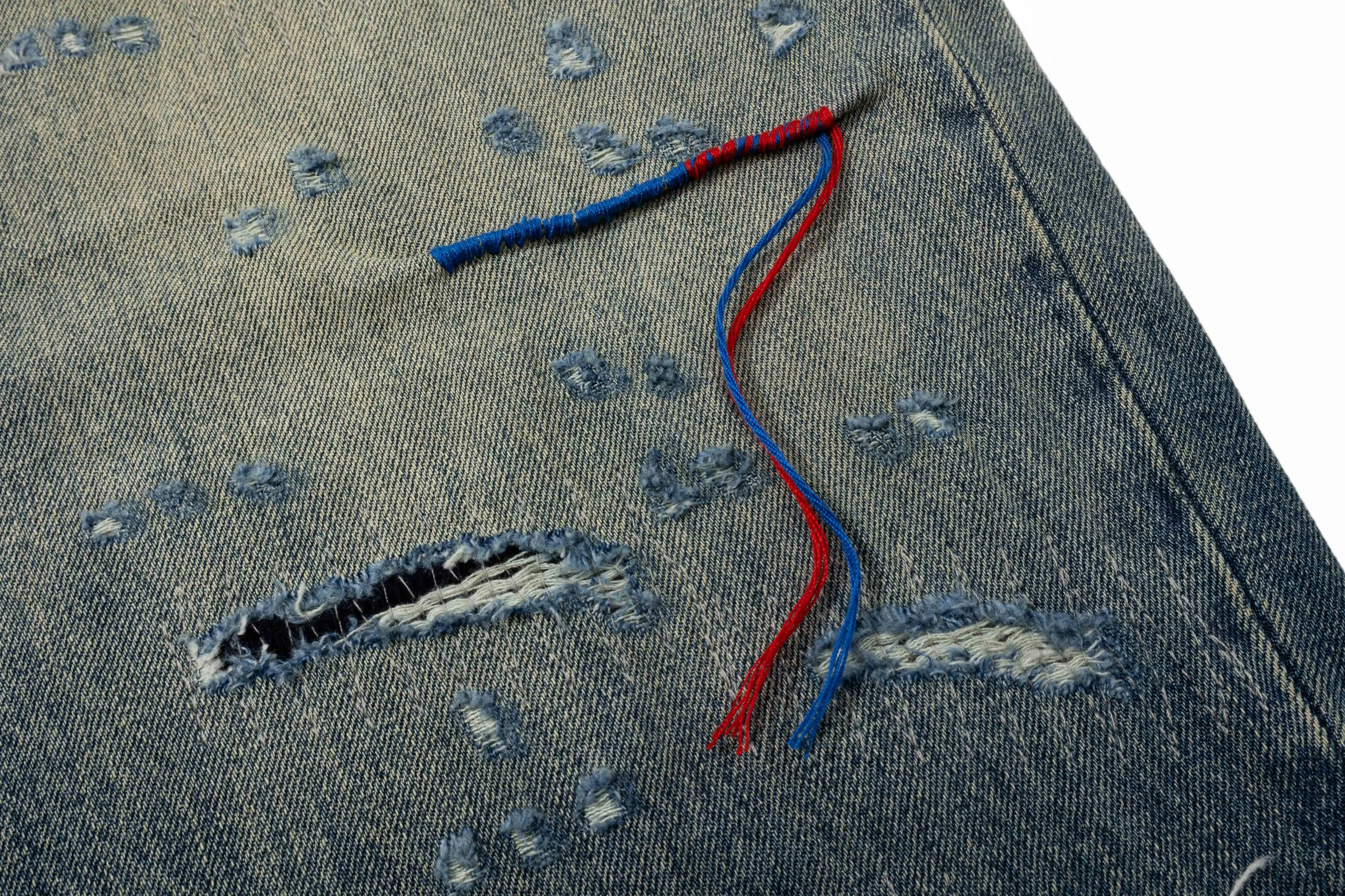 SUPER WAY メンズ レトロ オールド ジーンズ ハイストリート ストレート ZB-341 #