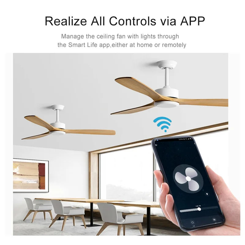 A74P-Tuya Wifi Slimme plafondventilator Afstandsbediening Kit APP Controle Smart Home Aangepaste windsnelheid voor Alexa Google Home