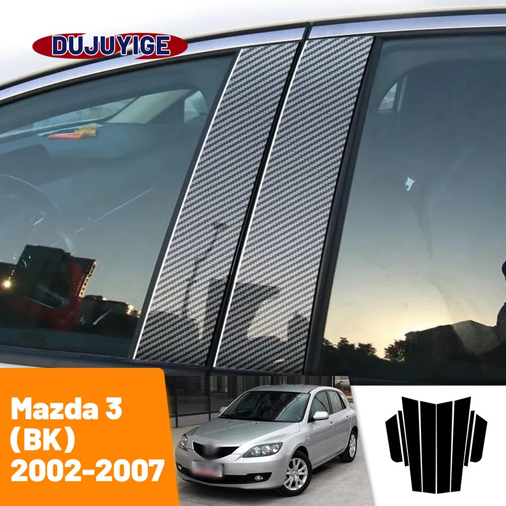 

For Mazda 3 BK 2002-2007 2003 2004 2005 2006 Carbon Fiber Window Door Column Deal B C Pillar Post Cover Trim Sticker