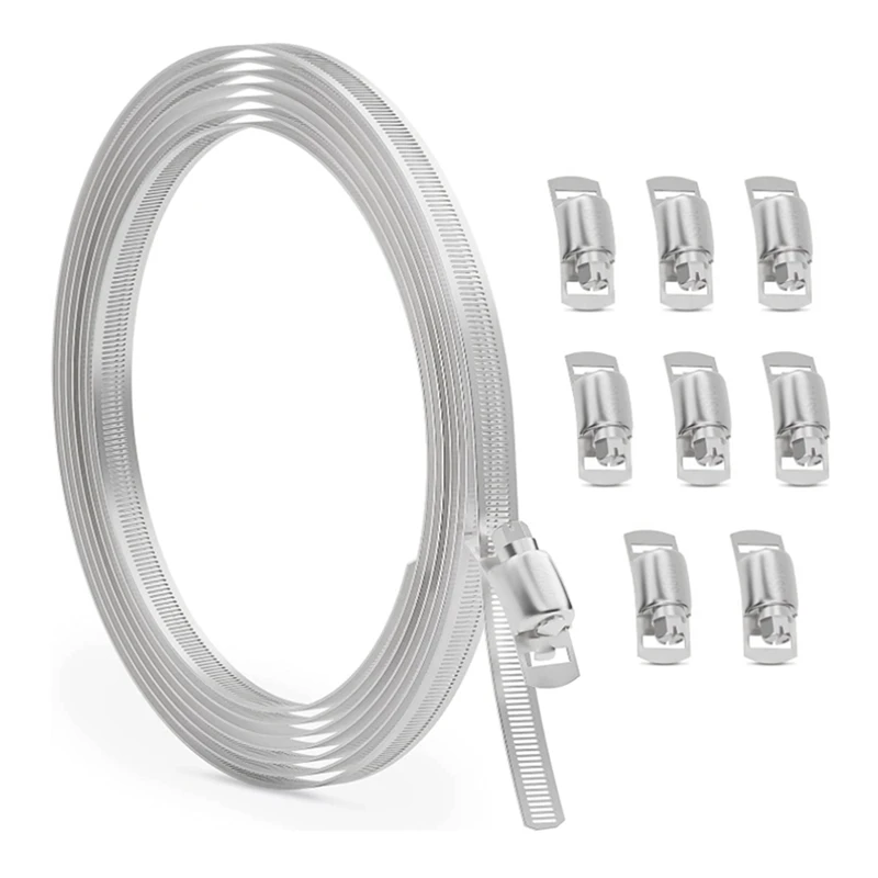 

10FT Stainless Steel Hose Clamp Assortment Kit Worm Gear Band Hose Clamp Screw Pipe Clamp For Duct,Tube And Fuel Line