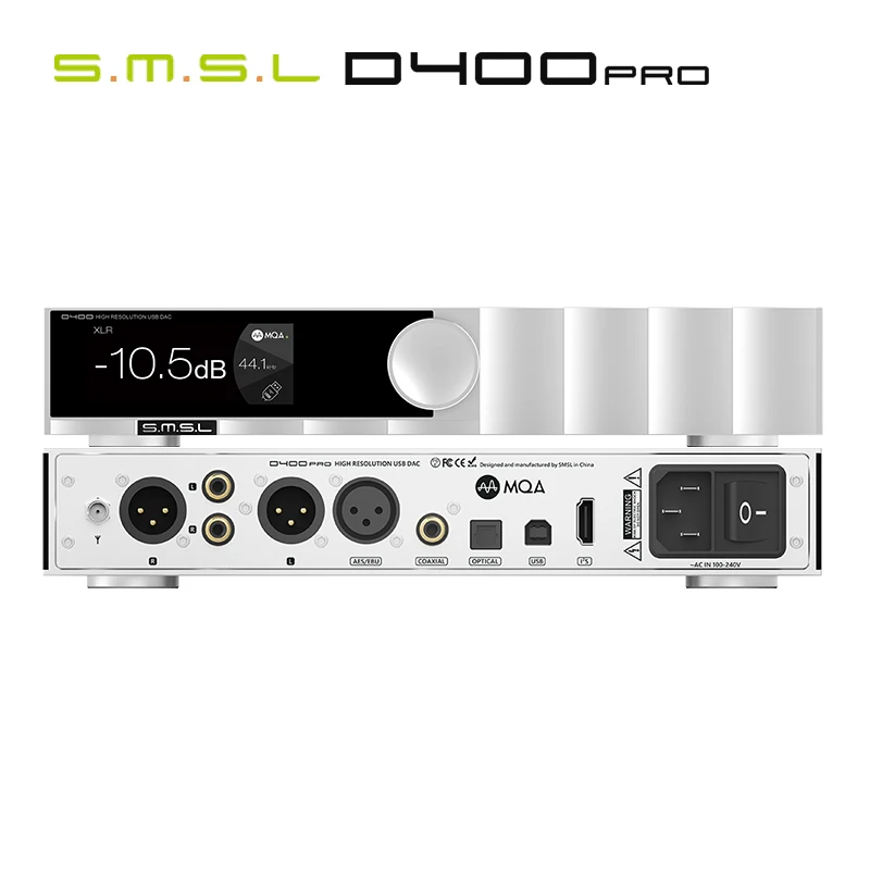 

SMSL D400 pro USB Digital-to-Analog Converter (DAC) with AK4499EX+AK4191EQ MQA Decoding Support DSD512 32Bit/768kHz Remote Contr