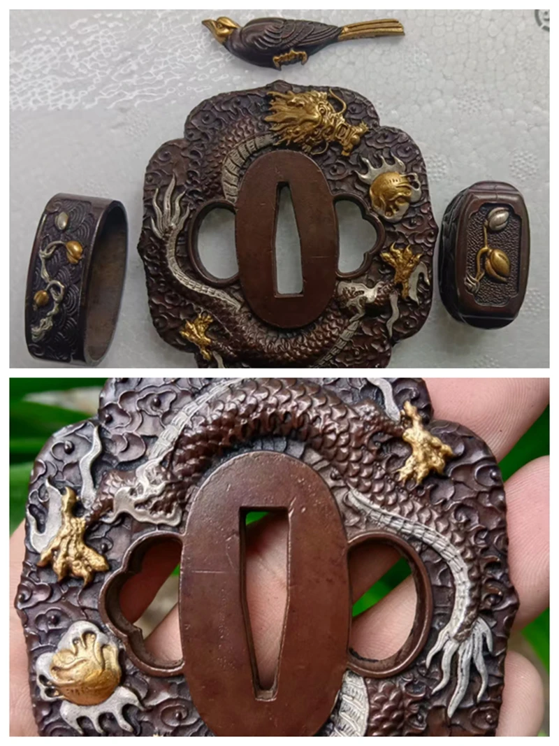 

Отличное украшение дома, часть меча, защита лезвия Tsuba Fuchi Kashira Menuki Dragon Bird для Katana Samurai Saber Tanto