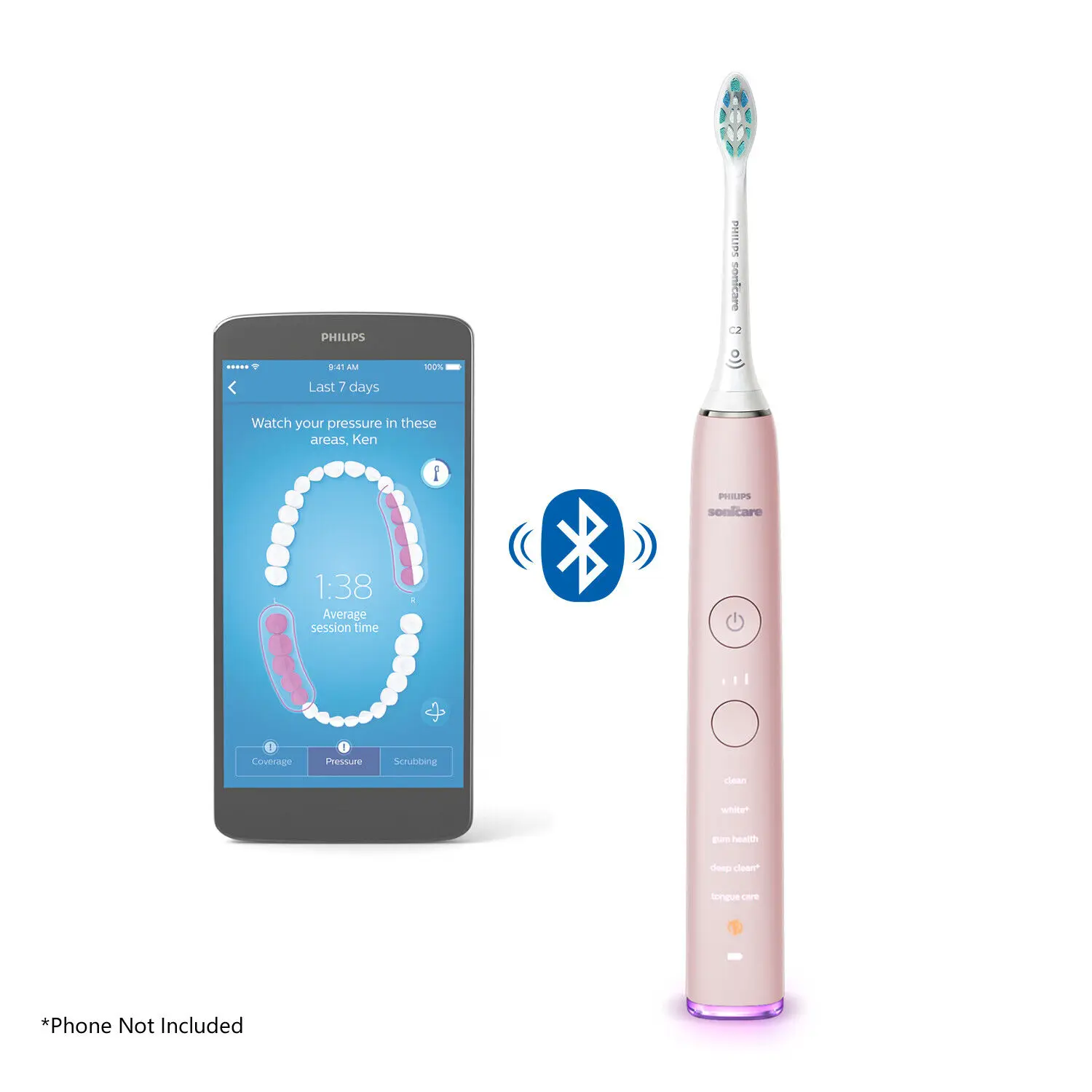 Philips-cepillo de dientes eléctrico recargable, Sonicare DiamondClean Smart 9500 Premium C2 + G3 Kit Hx993, color rosa