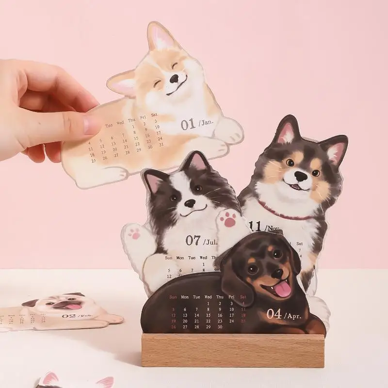 

2026 Cute Cat Dog Series Desk Calendar Table Planner Yearly Agenda Organizer Memo Notes For Home Office School Daily Scheduler.