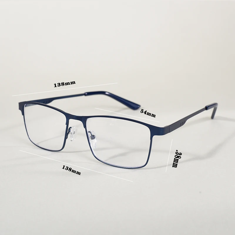 Edelstahl-Vollformat-Anti-Blaulicht-Presbyopie-Brille für Unternehmen, übergroße Metallbrille für Männer + 75 + 125 + 175 + 225 + 275 – Detail 1