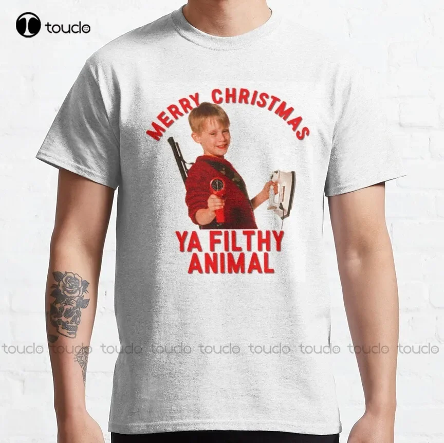 Merry Christmas Ya Filthy Animal Home Alone Classic T-Shirt Men'S T-Shirts Custom Aldult Teen Unisex Digital Printing Tee Shirt