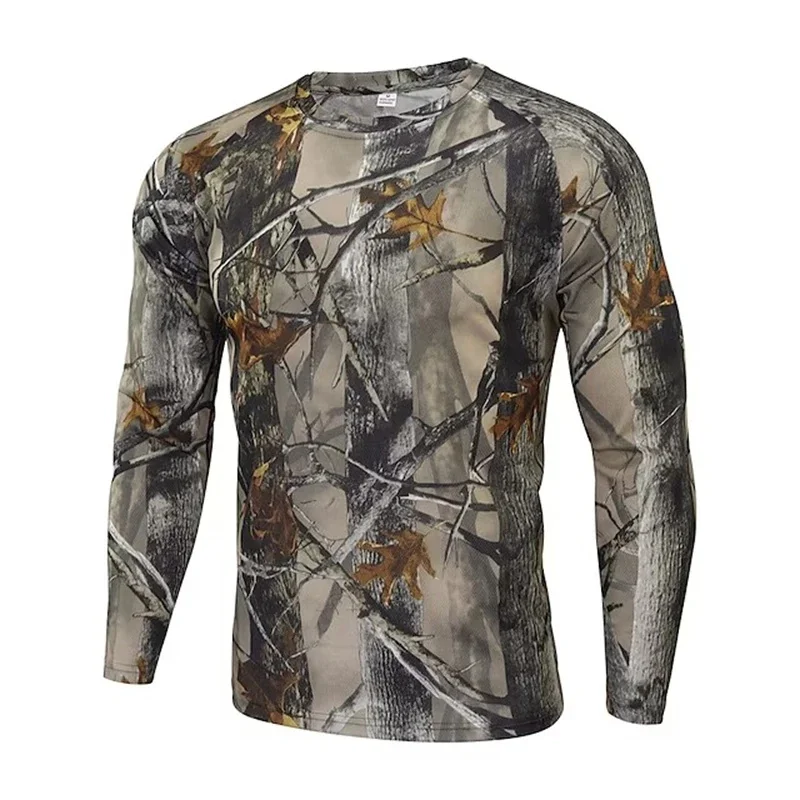 

Camouflage Hunting Pattern T Shirt For Men Camouflage 3D Printed Tees Summer Casual Long Sleeves Loose T-Shirts Round Neck Tops