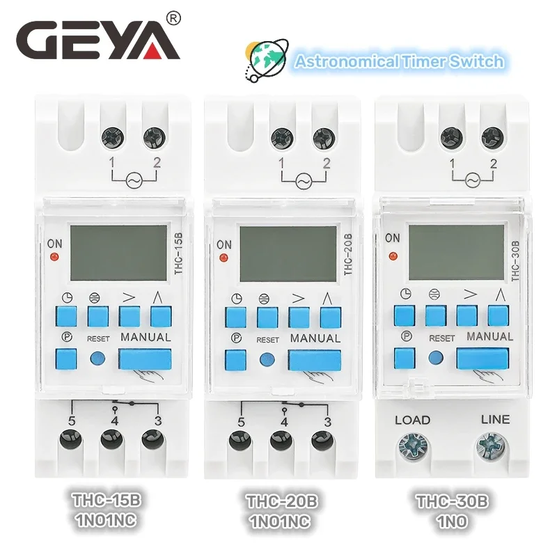 GEYA THC Astronomical Timer Switch LCD Display 16A 20A 30A Timing Control Latitude Switch 110V 220V