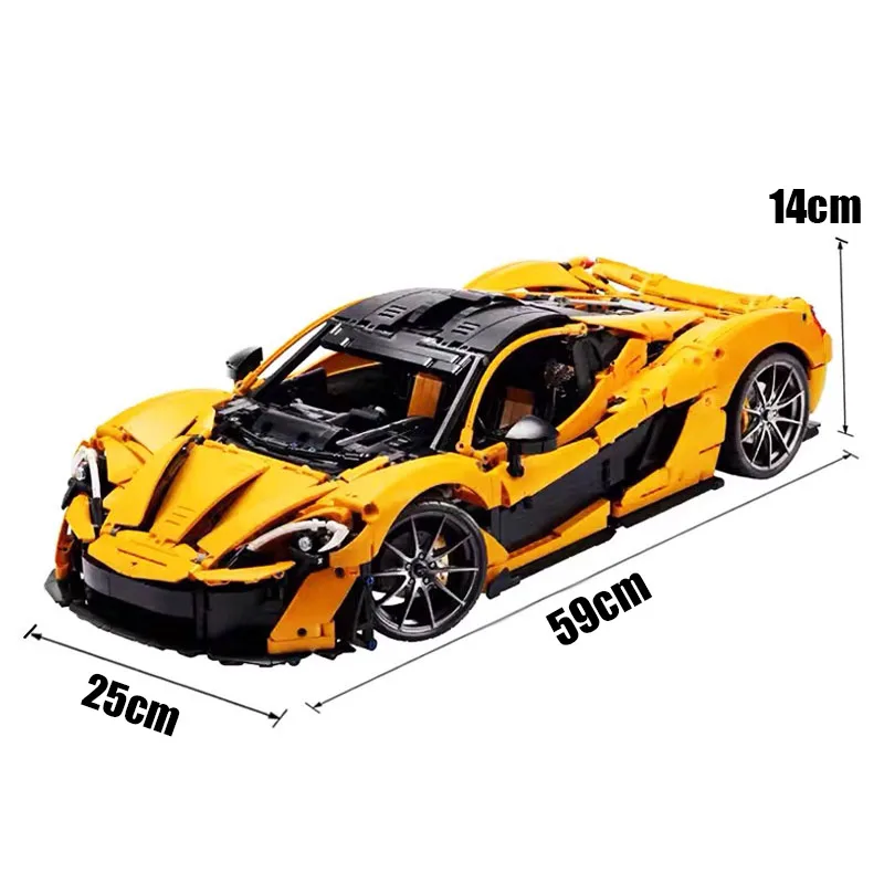 3893 PCS 1:8 schaal Technic gele P1 supercar bouwstenen, montagemodel speelgoed, verjaardagscadeau voor jongens, woondecoratie ornamenten