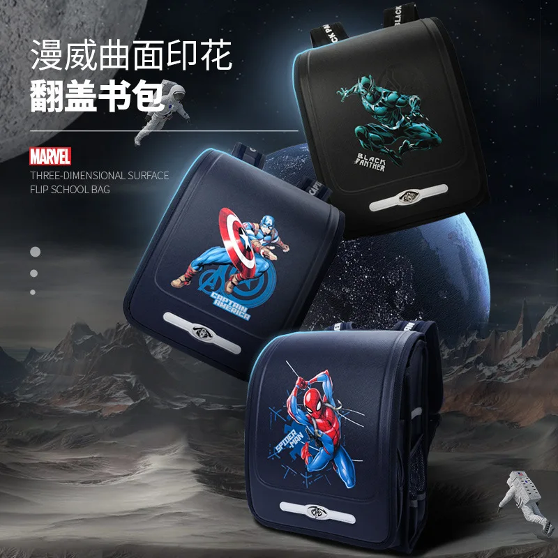 

Genuine Disney New School Bags For Boys Grade 1-5 Primary Student Shoulder Orthopedic Space Backpack Iron Spider Man Mochila