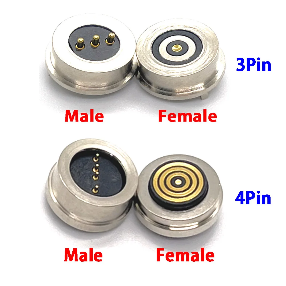 1Pair 4Pin Male Female 360 ° Blind suction Waterproof Magnetic Pogo Pin Connector Spring Loaded DC Signal Transmission Charging