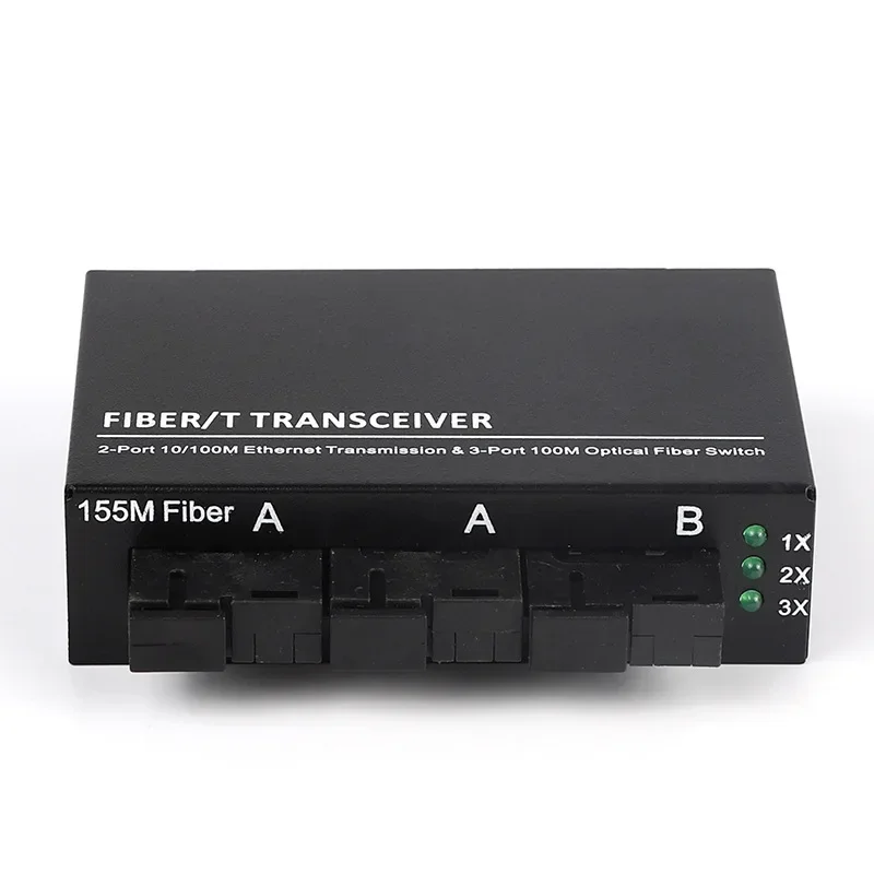 LHGD 100Mbps 3 Optical 2 Electrical Single-mode AB Fiber Transceiver 100Mbps Switch Photoelectric Converter SC Interface 1 Unit