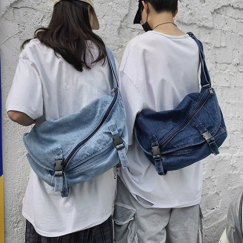 Fashion Denim Women's Shoulder Bags large capacity messenger bag Jeans Ladies Handbags Casual big Travel big bag blue Hobos