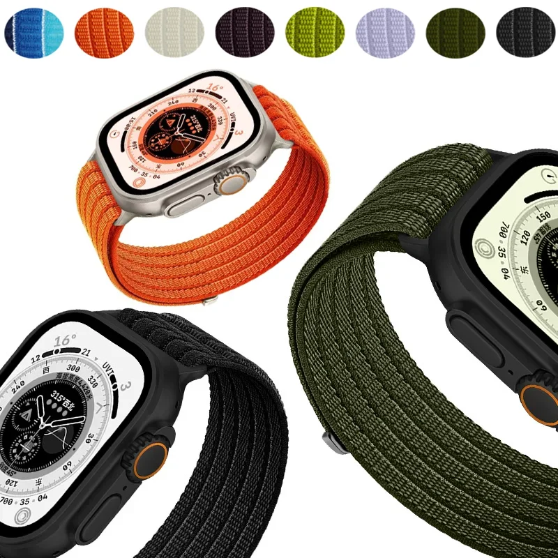Atmungsaktives Nylon-Armband für Apple Watch Ultra 3 49mm Serie 11 10 9 8 7 Ersatzband 46mm 45mm 44mm 42mm 41mm 40mm Armband