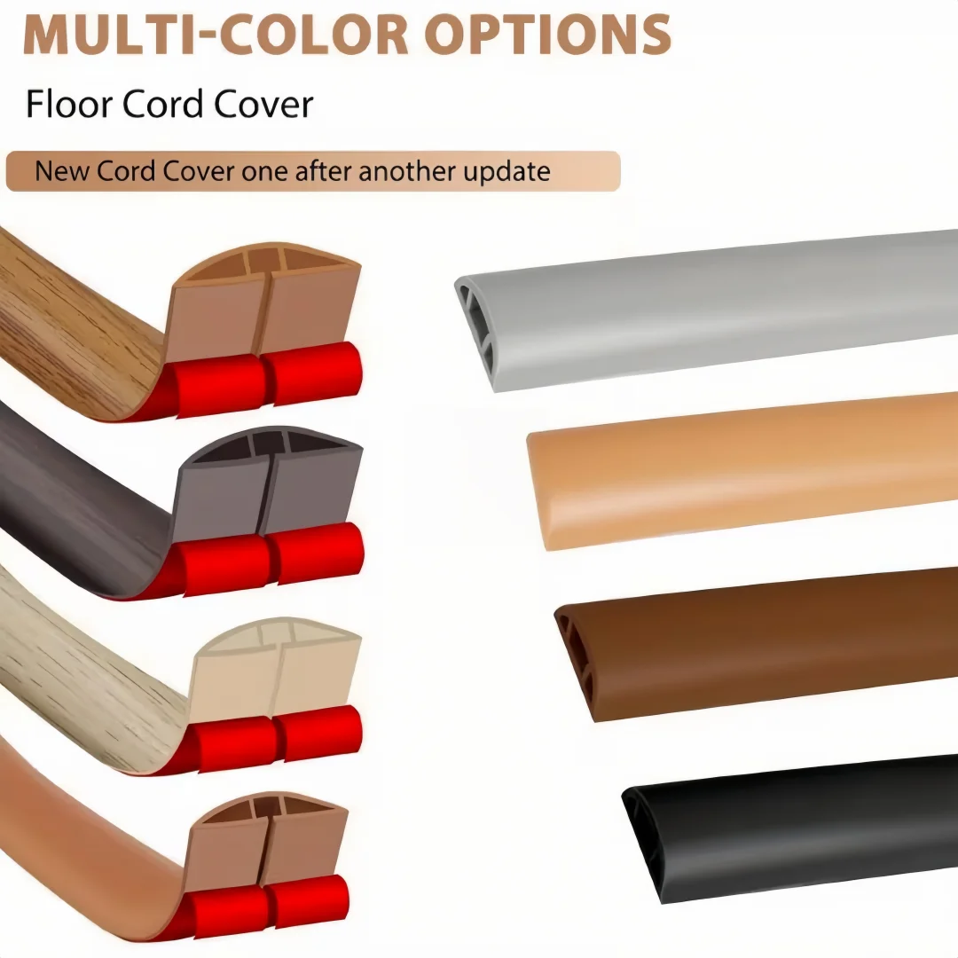 1PC 1m/39.37in Wire Slot Wire Organizer Cable Cover Extension Wiring Duct Protector Cord Protector Floor Cord Cover Power Cable